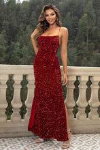 Load image into Gallery viewer, Sequin Backless Split Maxi Dress - hc
