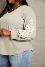 Load image into Gallery viewer, Sew In Love Full Size Lace Patch Detail Sweater
