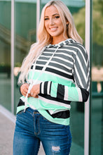 Load image into Gallery viewer, Striped Drawstring Detail Long Sleeve Hoodie
