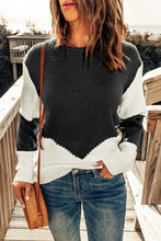 Load image into Gallery viewer, Two-Tone Openwork Rib-Knit Sweater
