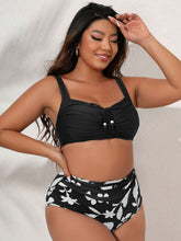 Load image into Gallery viewer, Plus Size Printed Gathered Detail Bikini Set
