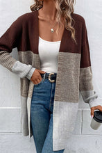 Load image into Gallery viewer, Color Block Open Front Rib-Knit Longline Cardigan
