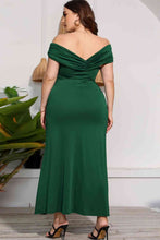 Load image into Gallery viewer, Plus Size Crossover Off-Shoulder Split Dress - hc
