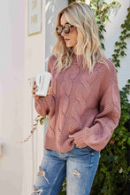 Load image into Gallery viewer, Mixed Knit Crewneck Drop Shoulder Sweater
