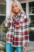 Load image into Gallery viewer, Plaid Button Front Shirt Jacket with Breast Pockets
