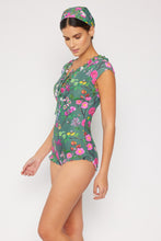 Load image into Gallery viewer, Marina West Swim Bring Me Flowers V-Neck One Piece Swimsuit In Sage
