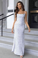 Load image into Gallery viewer, Sequin Backless Split Maxi Dress - hc
