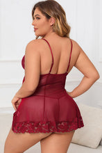 Load image into Gallery viewer, Plus Size Lace Detail Spaghetti Strap Lounge Dress lingerie
