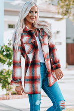 Load image into Gallery viewer, Plaid Button Up Shirt Jacket with Pockets
