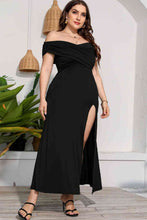 Load image into Gallery viewer, Plus Size Crossover Off-Shoulder Split Dress - hc
