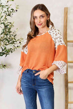 Load image into Gallery viewer, Double Take Leopard Waffle-Knit Long Sleeve Blouse
