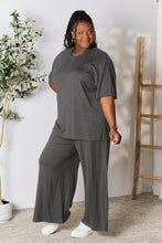 Load image into Gallery viewer, Double Take Full Size Round Neck Slit Top and Pants Set
