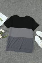 Load image into Gallery viewer, Color Block Side Slit Round Neck T-Shirt

