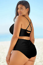 Load image into Gallery viewer, Halter Neck Crisscross Ruched Two-Piece Swimsuit
