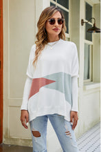 Load image into Gallery viewer, Color Block Round Neck Side Slit Sweater
