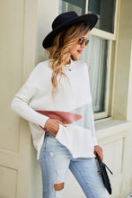 Load image into Gallery viewer, Color Block Round Neck Side Slit Sweater
