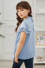 Load image into Gallery viewer, Girls Swiss Dot Smocked Flutter Sleeve
