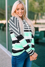 Load image into Gallery viewer, Striped Drawstring Detail Long Sleeve Hoodie
