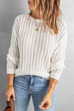 Load image into Gallery viewer, Dropped Shoulder Openwork Sweater
