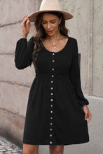 Load image into Gallery viewer, Scoop Neck Empire Waist Long Sleeve Mini Dress
