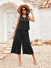 Load image into Gallery viewer, Textured Round Neck Sleeveless Wide Leg Jumpsuit
