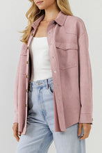 Load image into Gallery viewer, Suede Snap Front Dropped Shoulder Jacket
