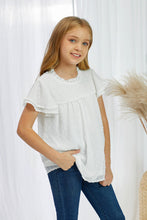 Load image into Gallery viewer, Girls Swiss Dot Smocked Flutter Sleeve
