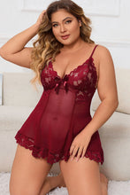 Load image into Gallery viewer, Plus Size Lace Detail Spaghetti Strap Lounge Dress lingerie
