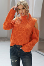 Load image into Gallery viewer, Cold Shoulder Textured Turtleneck Sweater
