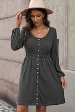 Load image into Gallery viewer, Scoop Neck Empire Waist Long Sleeve Mini Dress
