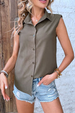 Load image into Gallery viewer, Collared Neck Sleeveless Shirt
