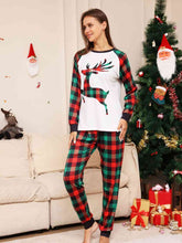 Load image into Gallery viewer, Full Size Reindeer Graphic Top and Plaid Pants Set - pjs
