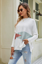 Load image into Gallery viewer, Color Block Round Neck Side Slit Sweater
