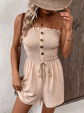 Load image into Gallery viewer, Decorative Button Smocked Strapless Romper
