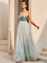 Load image into Gallery viewer, Sequin Strapless Spliced Tulle Dress - hc
