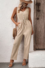 Load image into Gallery viewer, Textured Sleeveless Jumpsuit with Pockets
