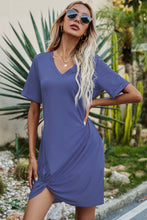 Load image into Gallery viewer, Twisted V-Neck Short Sleeve Dress
