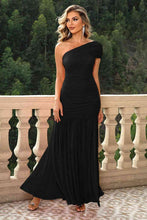 Load image into Gallery viewer, One-Shoulder Ruched Maxi Dress - hc
