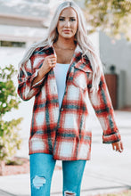 Load image into Gallery viewer, Plaid Button Up Shirt Jacket with Pockets
