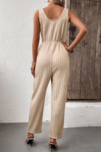 Load image into Gallery viewer, Textured Sleeveless Jumpsuit with Pockets
