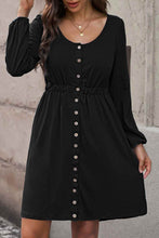 Load image into Gallery viewer, Scoop Neck Empire Waist Long Sleeve Mini Dress
