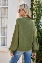 Load image into Gallery viewer, Mixed Knit Crewneck Drop Shoulder Sweater
