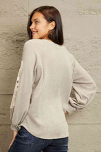 Load image into Gallery viewer, Sew In Love Full Size Lace Patch Detail Sweater
