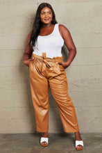 Load image into Gallery viewer, HEYSON Powerful You Full Size Faux Leather Paperbag Waist Pants
