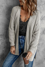 Load image into Gallery viewer, Openwork Rib-Knit Slit Cardigan
