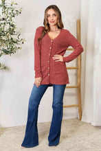 Load image into Gallery viewer, Double Take Ribbed Button-Up Cardigan with Pockets
