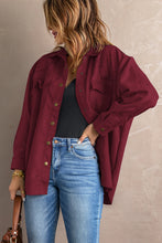 Load image into Gallery viewer, Suede Snap Front Dropped Shoulder Jacket
