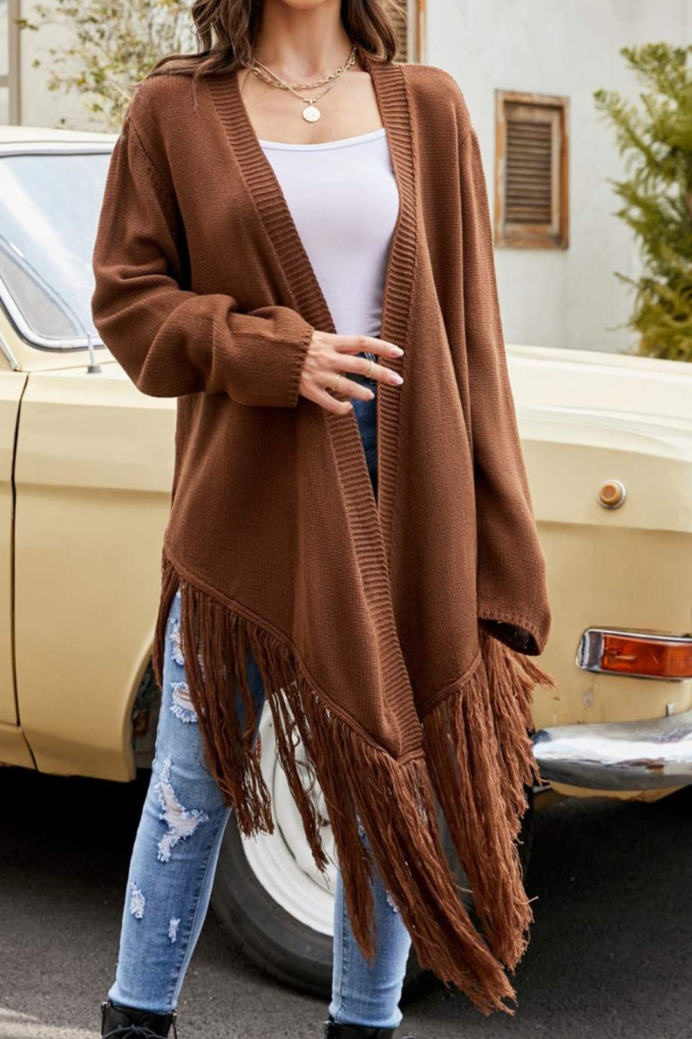 Ribbed Trim Cardigan