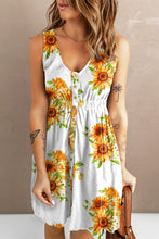 Load image into Gallery viewer, Sunflower Print Button Down Sleeveless Dress
