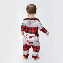 Load image into Gallery viewer, Baby Reindeer &amp; Plaid Round Neck Jumpsuit - pjs
